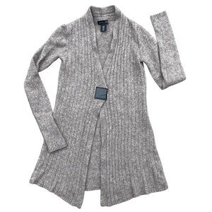 Adrienne Vittadini Babydoll Cashmere Blend Cardigan Brown Y2K Quiet Luxury-S